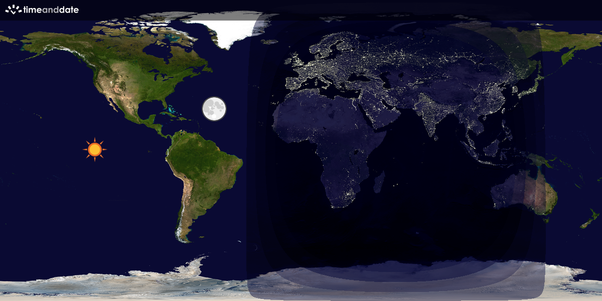 Verdenskart som viser dag og natt 