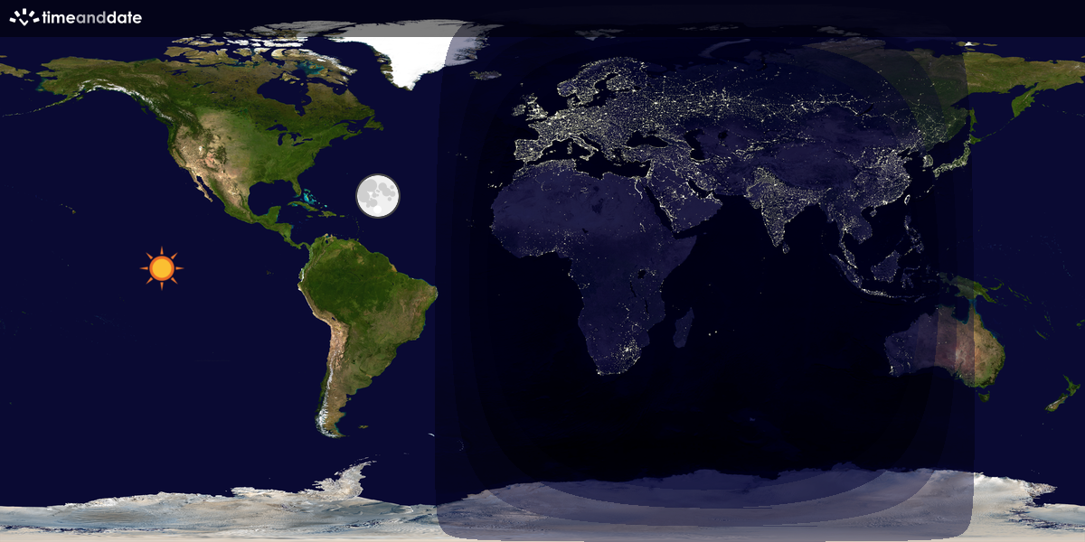 Verdenskart som viser dag og natt 
