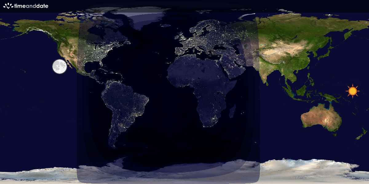 Verdenskart som viser dag og natt 