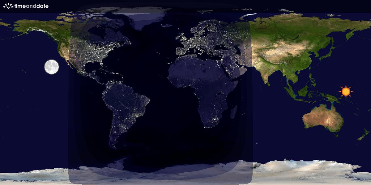 Verdenskart som viser dag og natt 