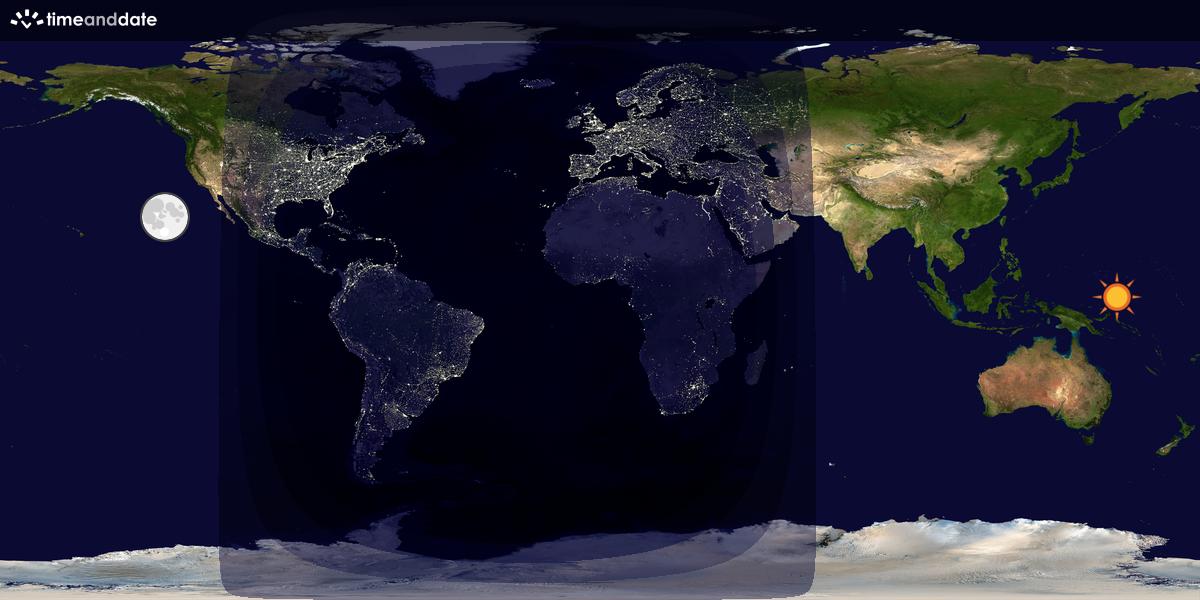 Verdenskart som viser dag og natt 