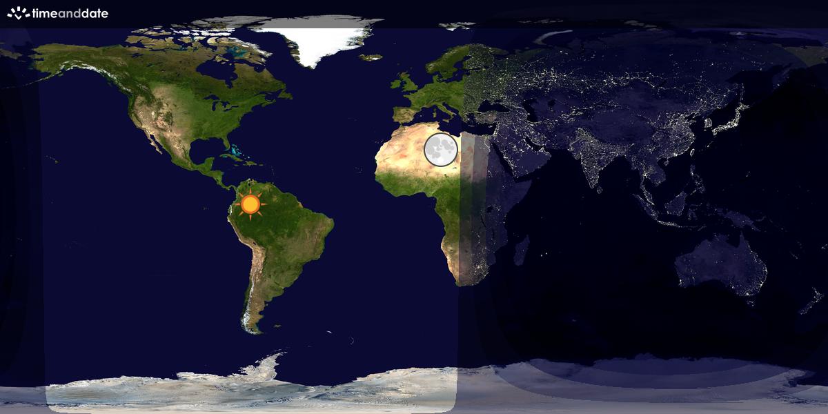 Verdenskart som viser dag og natt 