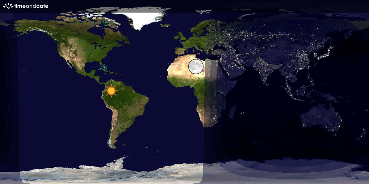 Verdenskart som viser dag og natt 