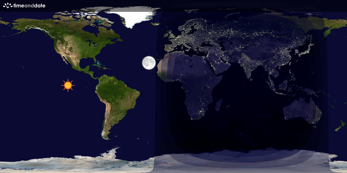 Verdenskart som viser dag og natt 