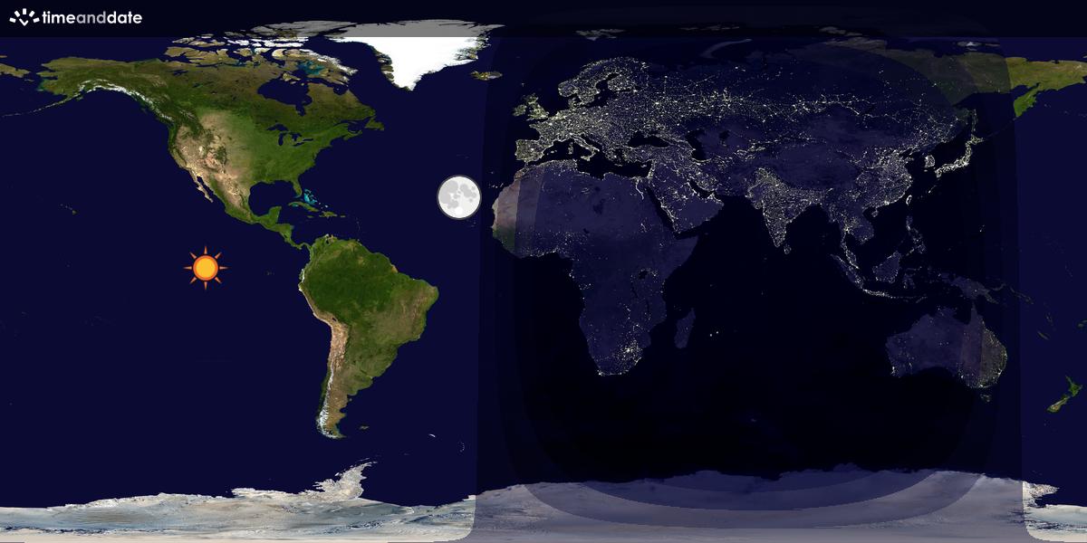 Verdenskart som viser dag og natt 