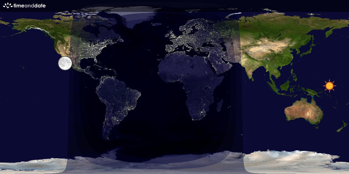 Verdenskart som viser dag og natt 