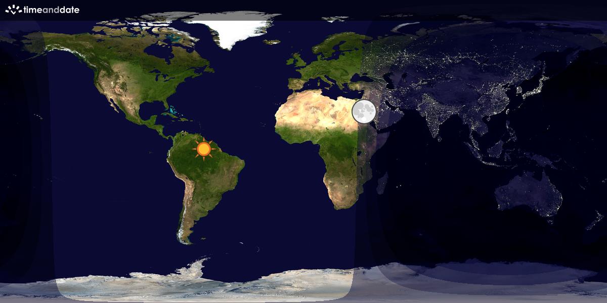 Verdenskart som viser dag og natt 