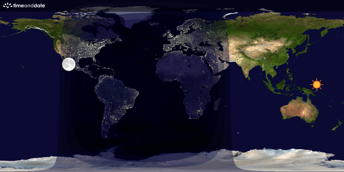 Verdenskart som viser dag og natt 