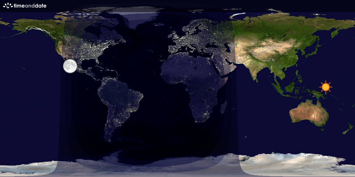 Verdenskart som viser dag og natt 