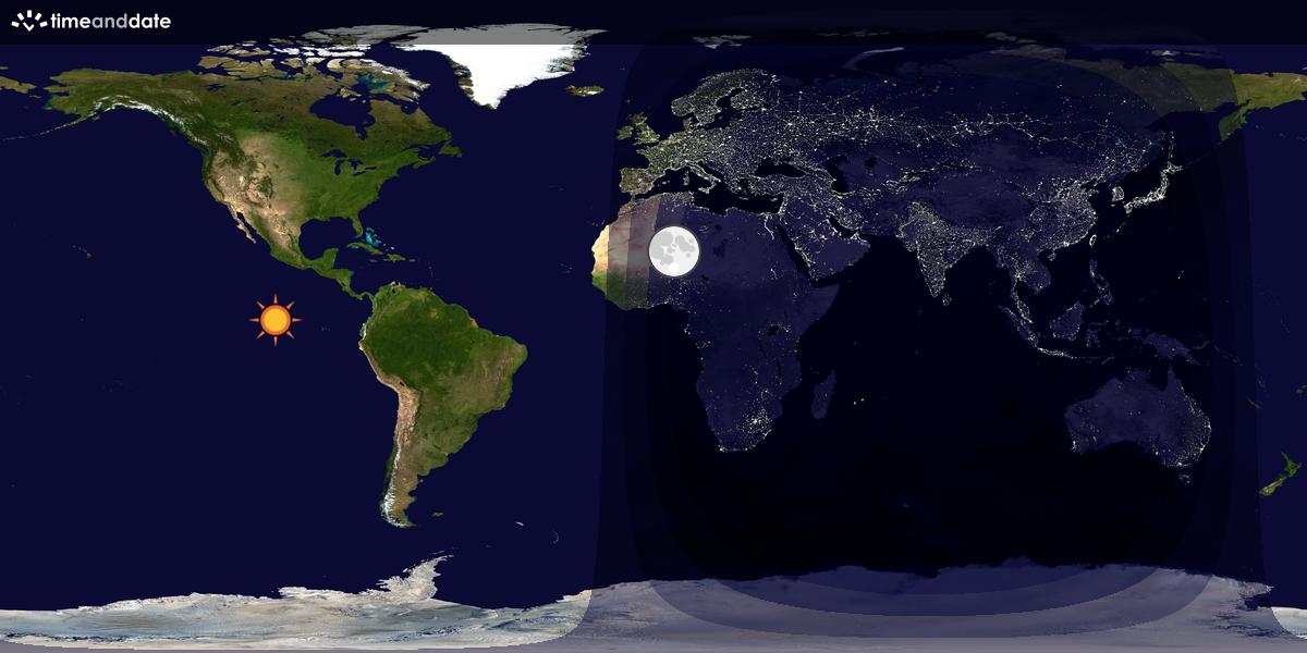 Verdenskart som viser dag og natt 