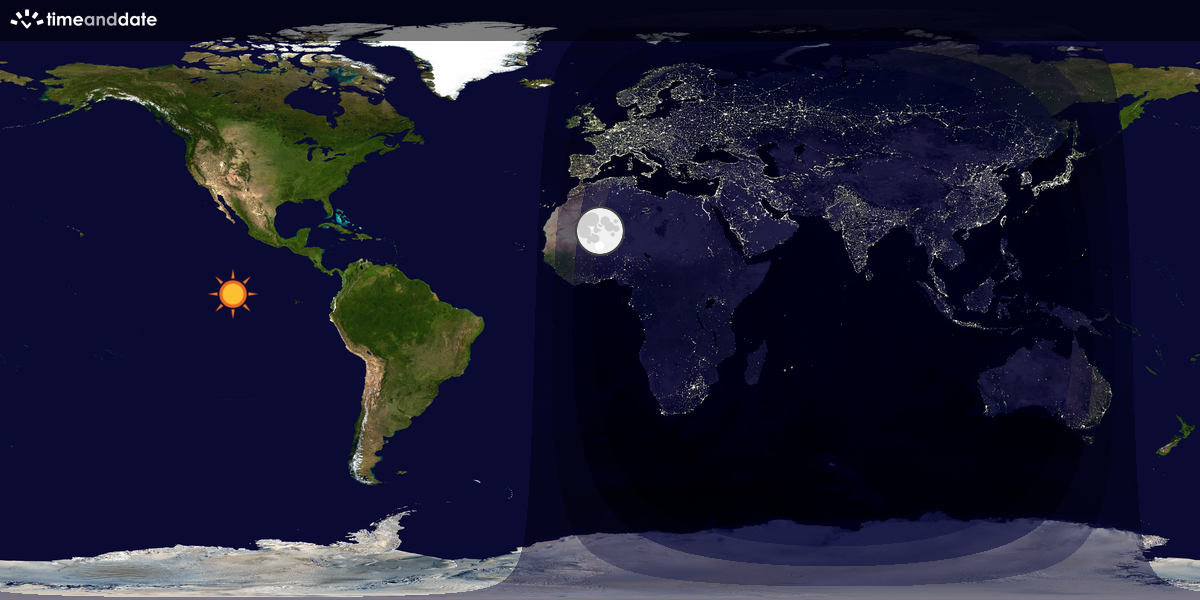 Verdenskart som viser dag og natt 