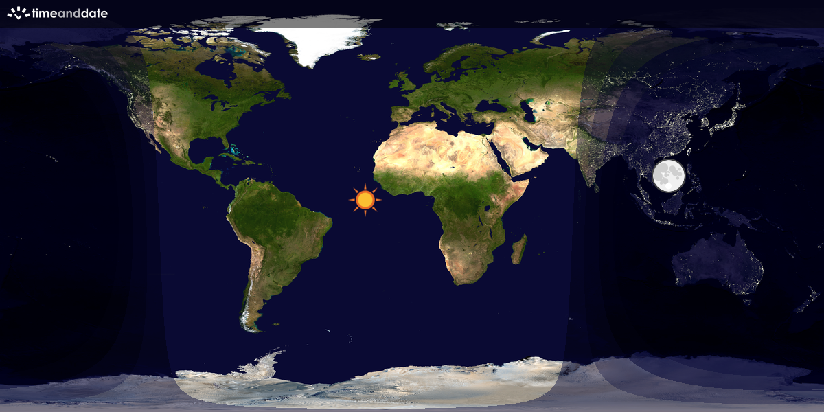 Verdenskart som viser dag og natt 