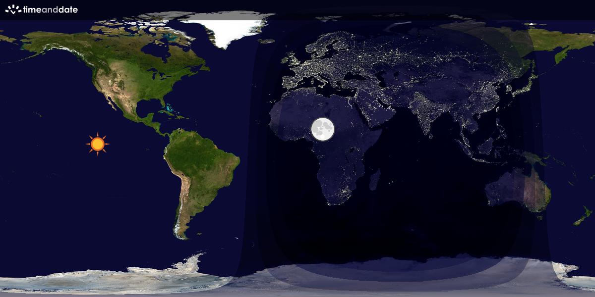 Verdenskart som viser dag og natt 