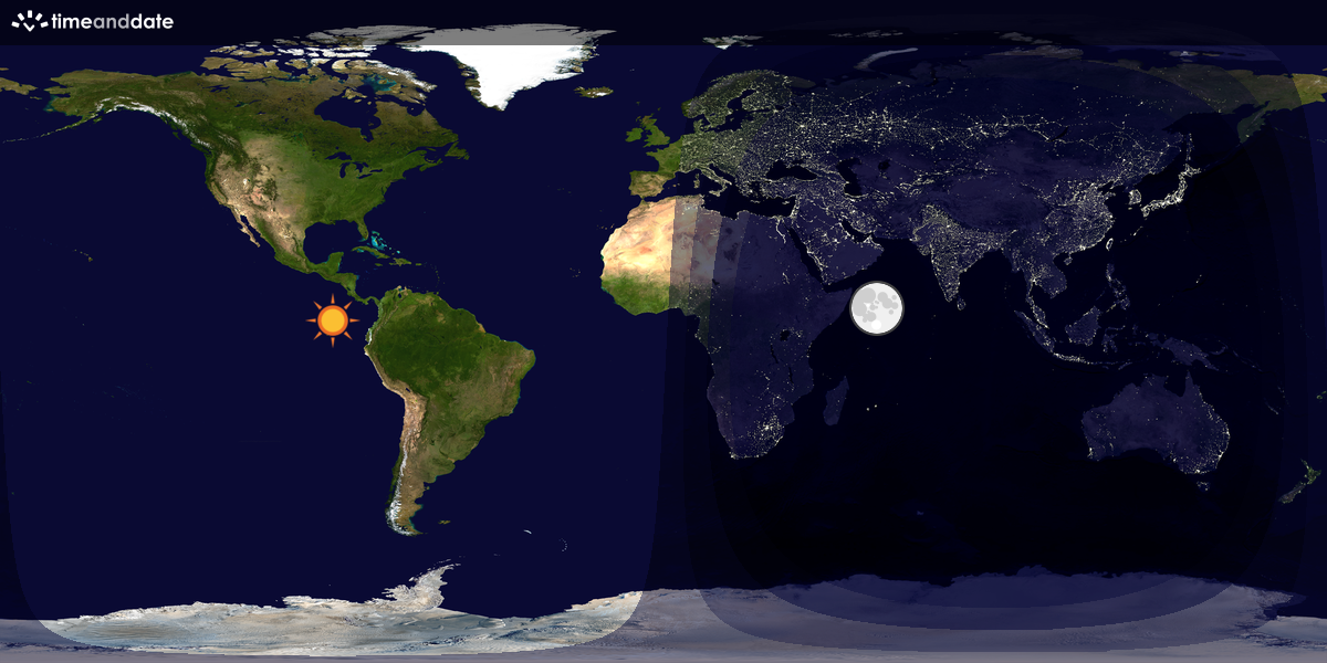 Verdenskart som viser dag og natt 