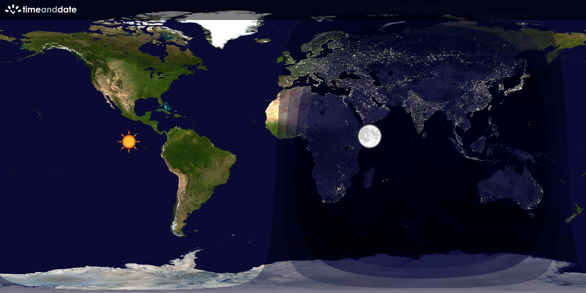 Verdenskart som viser dag og natt 