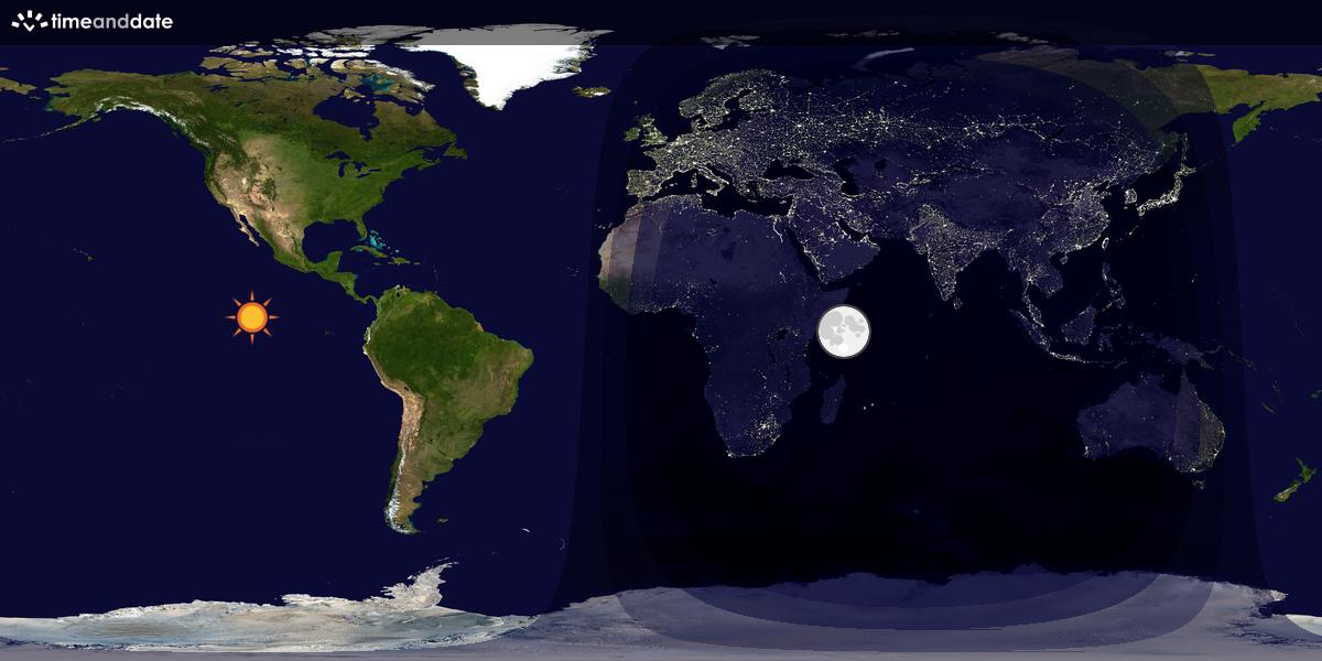 Verdenskart som viser dag og natt 