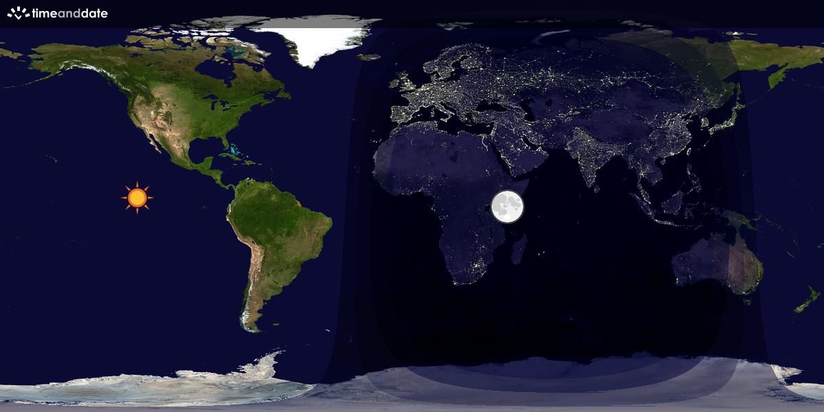 Verdenskart som viser dag og natt 