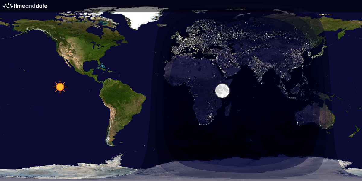 Verdenskart som viser dag og natt 