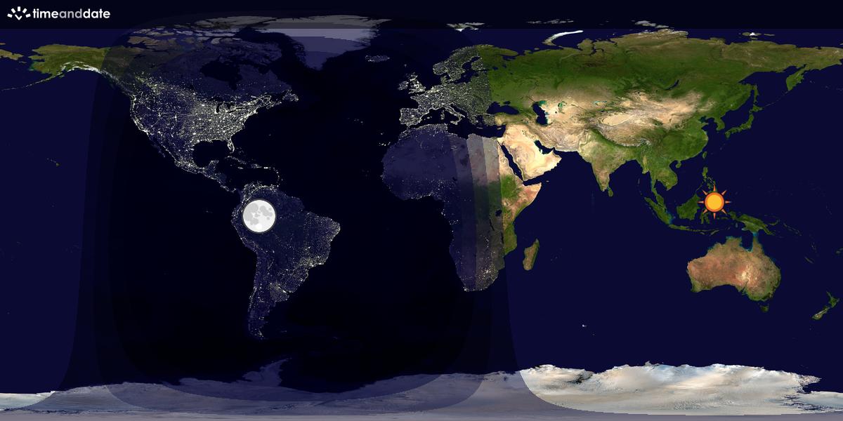 Verdenskart som viser dag og natt 