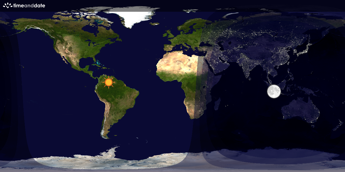 Verdenskart som viser dag og natt 