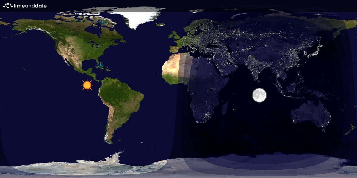 Verdenskart som viser dag og natt 