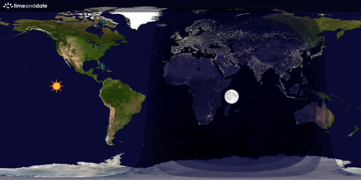 Verdenskart som viser dag og natt 