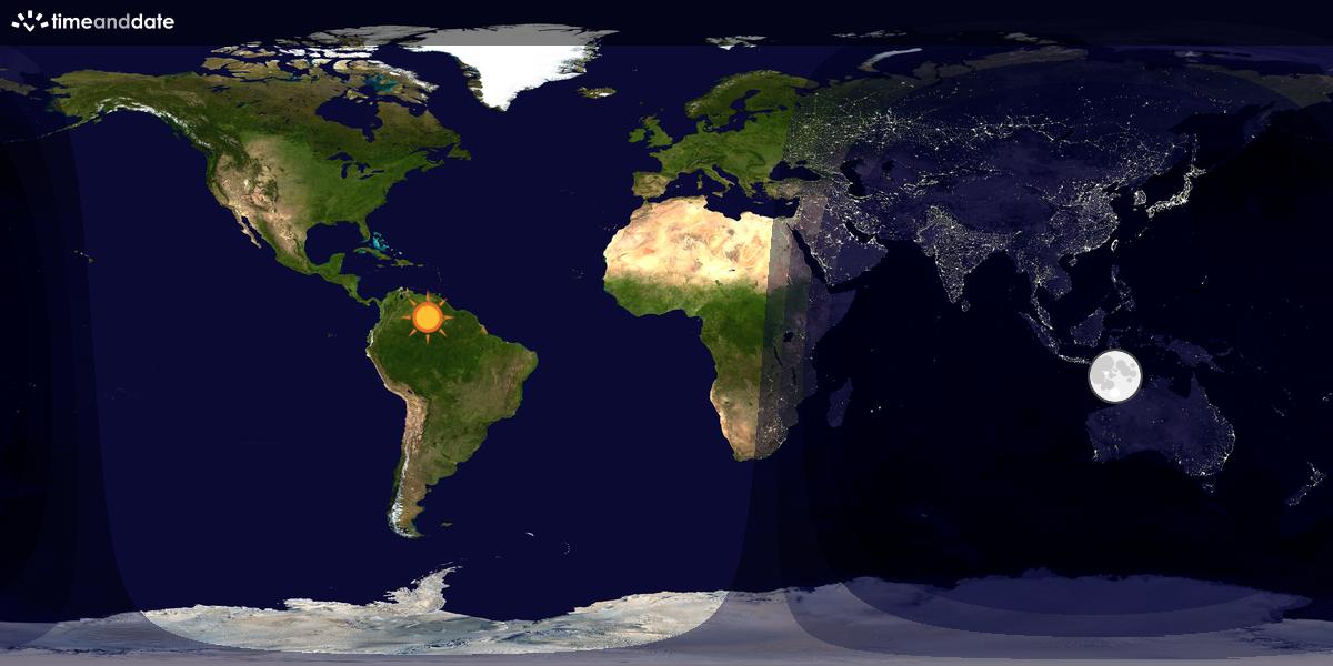 Verdenskart som viser dag og natt 