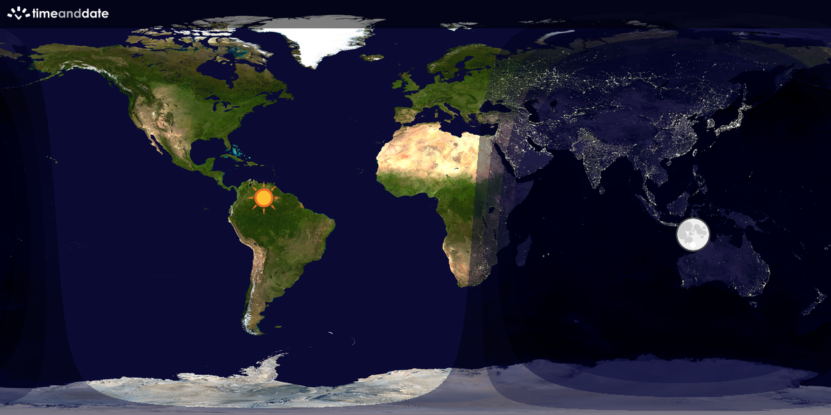 Verdenskart som viser dag og natt 