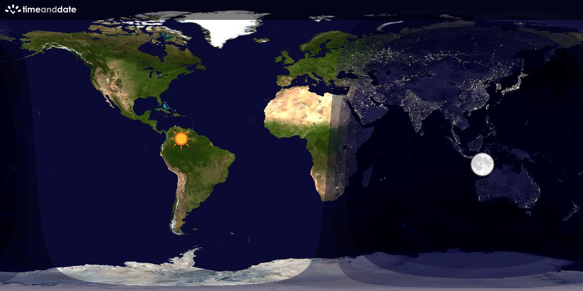 Verdenskart som viser dag og natt 