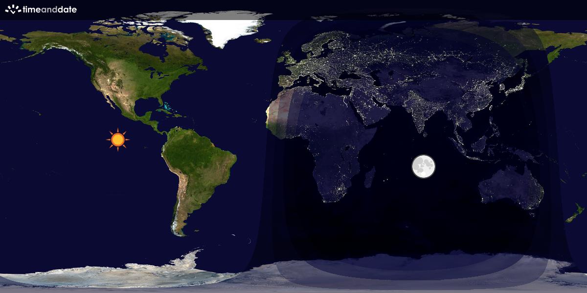 Verdenskart som viser dag og natt 