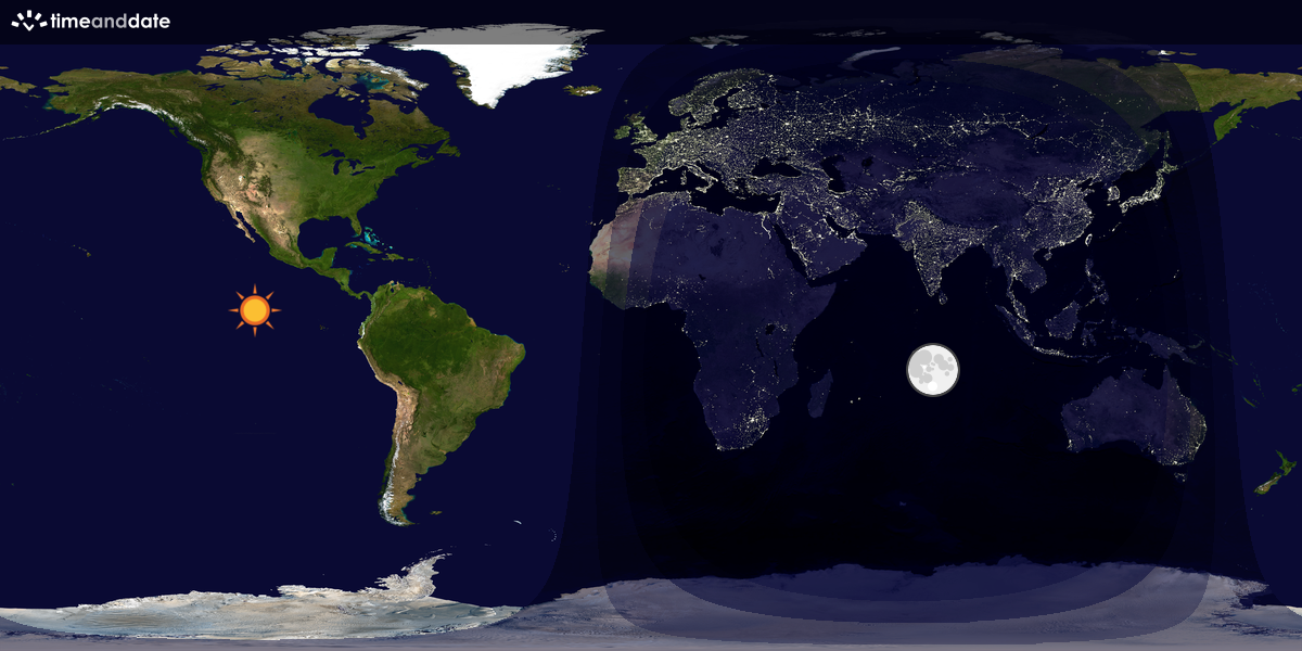 Verdenskart som viser dag og natt 