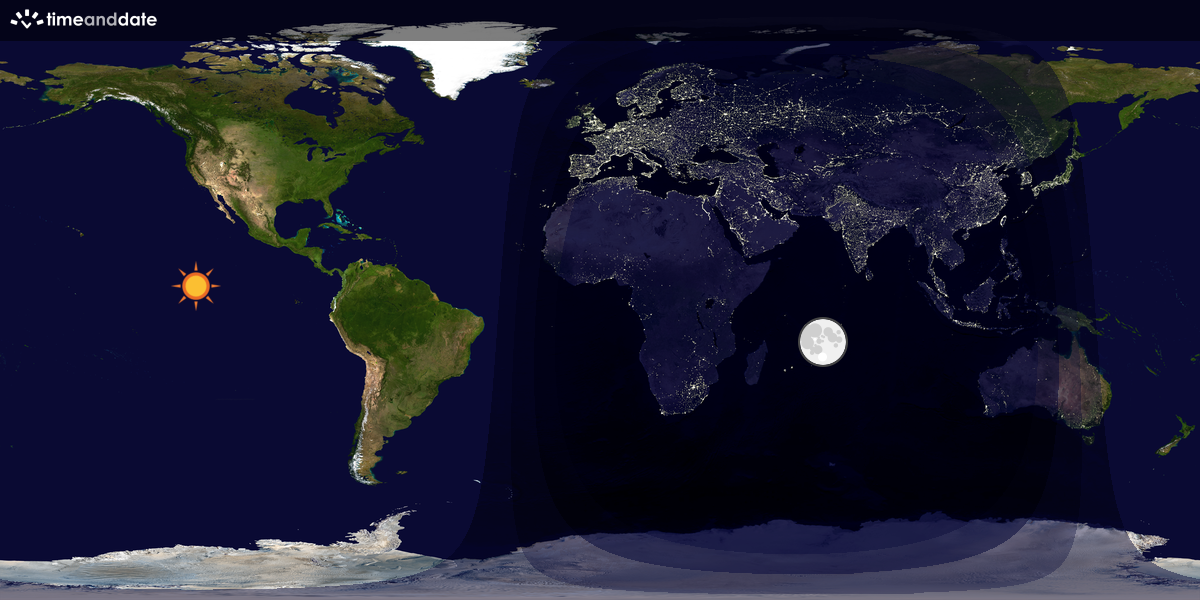 Verdenskart som viser dag og natt 