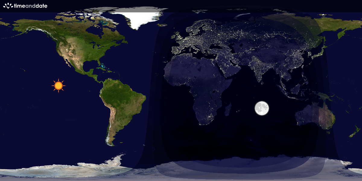 Verdenskart som viser dag og natt 