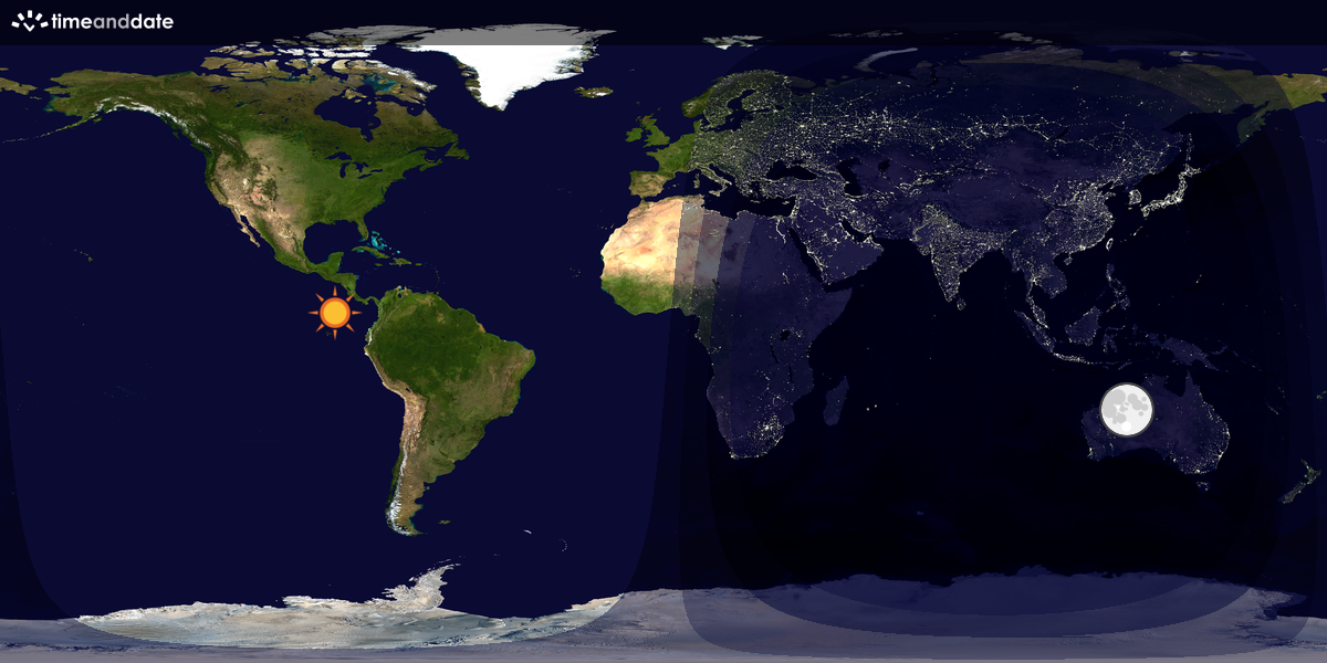 Verdenskart som viser dag og natt 