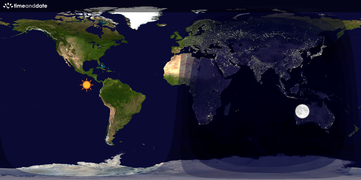 Verdenskart som viser dag og natt 