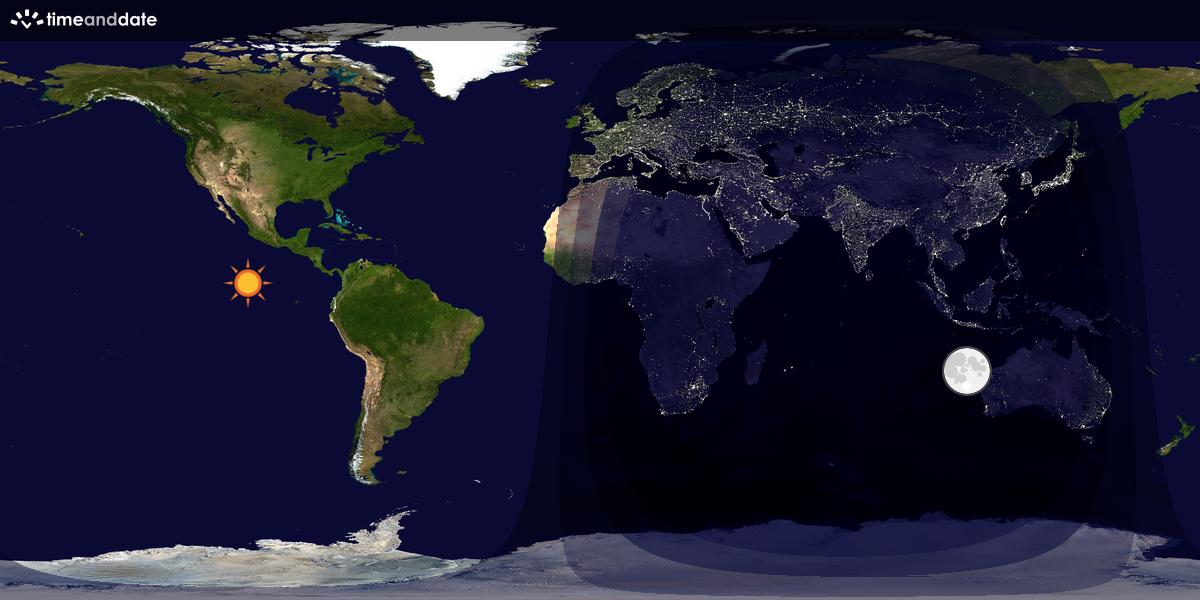 Verdenskart som viser dag og natt 