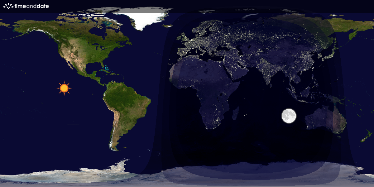 Verdenskart som viser dag og natt 