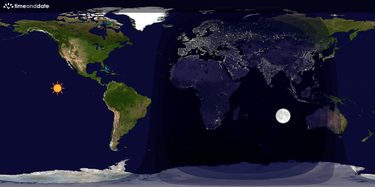 Verdenskart som viser dag og natt 