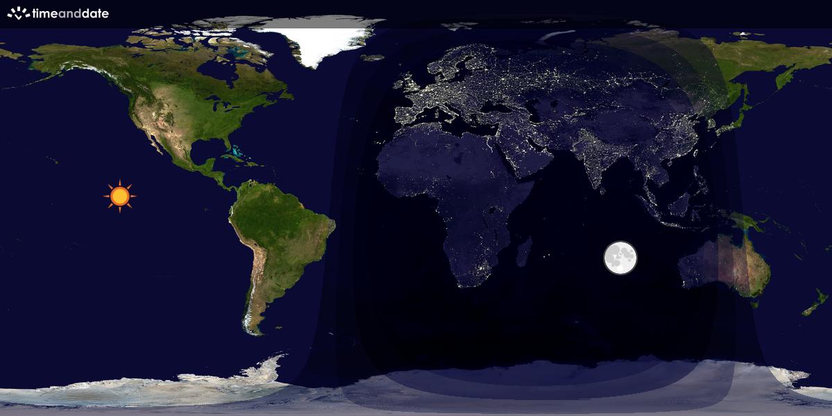 Verdenskart som viser dag og natt 