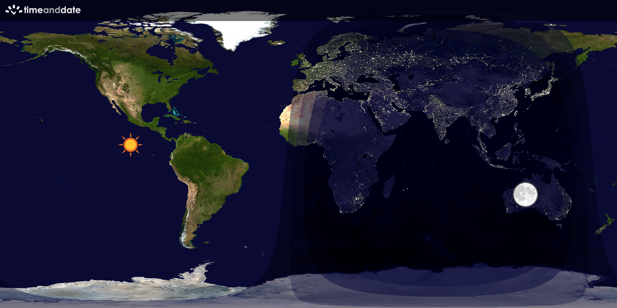 Verdenskart som viser dag og natt 