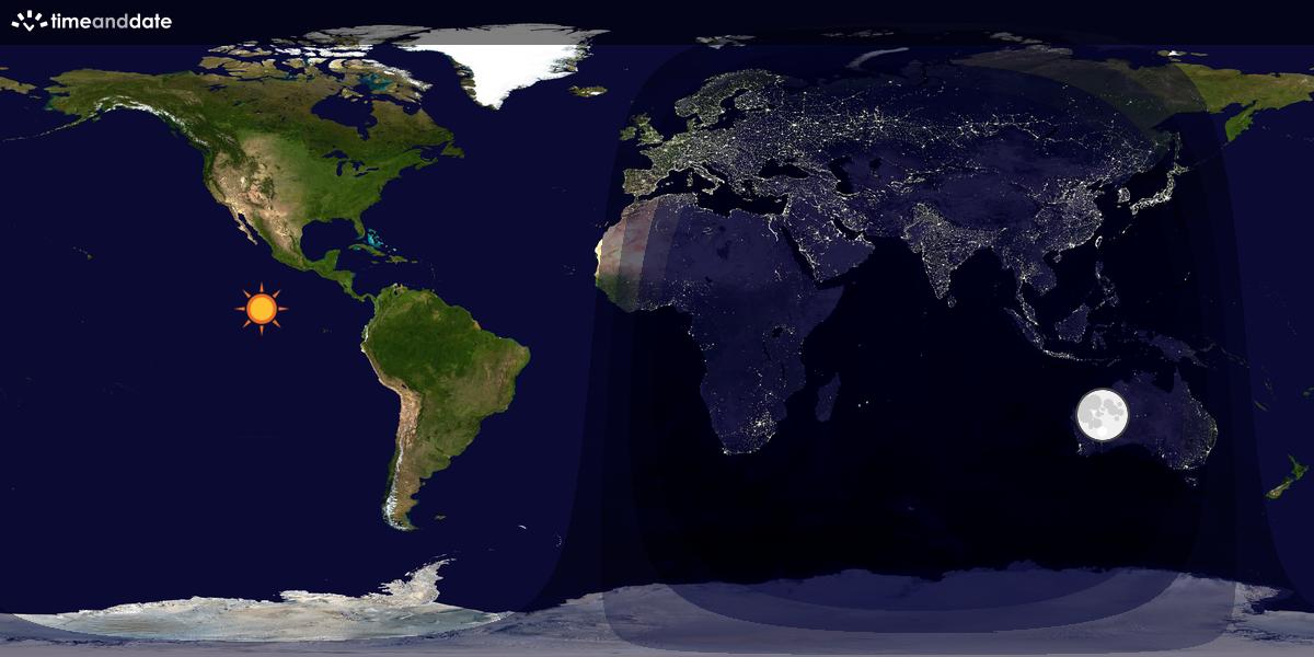 Verdenskart som viser dag og natt 