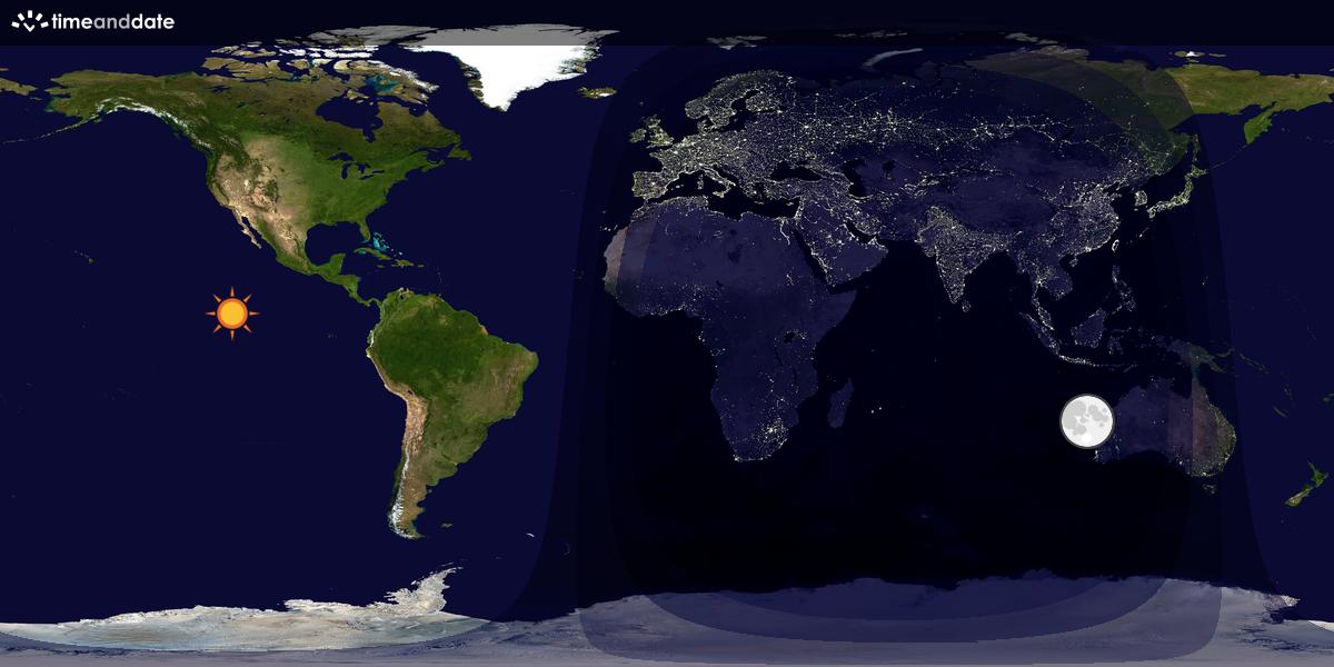 Verdenskart som viser dag og natt 