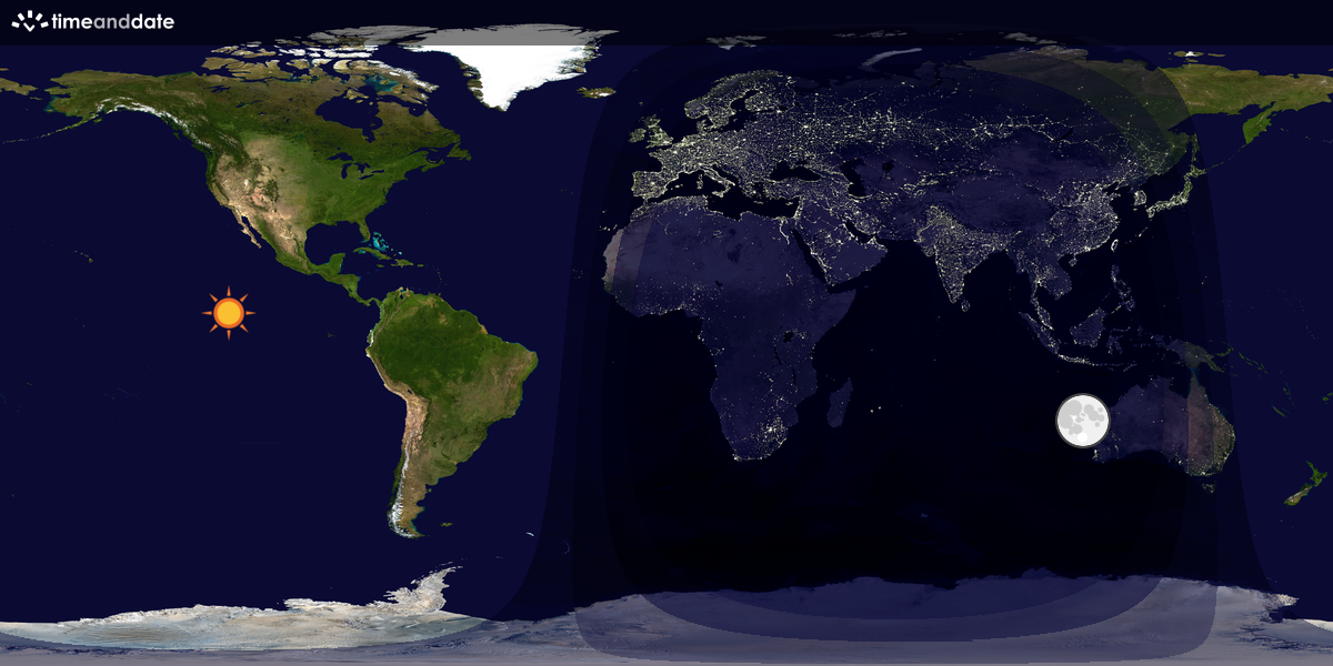 Verdenskart som viser dag og natt 