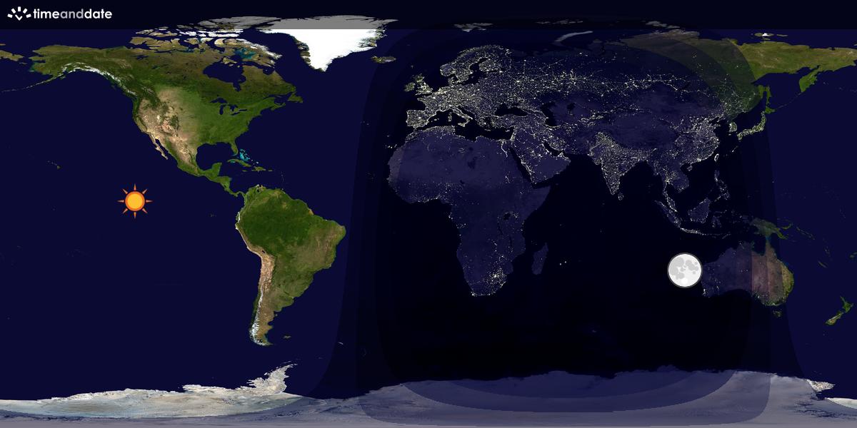 Verdenskart som viser dag og natt 