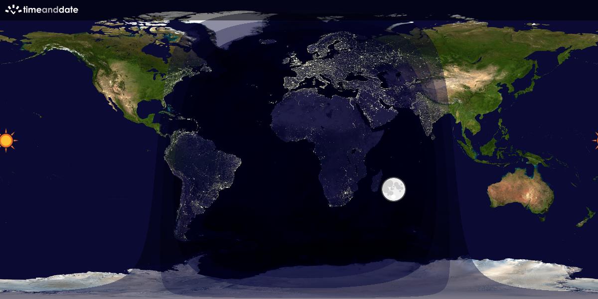 Verdenskart som viser dag og natt 