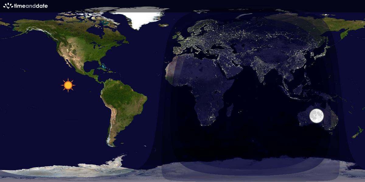Verdenskart som viser dag og natt 