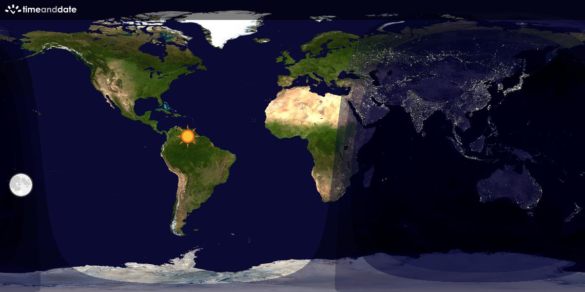 Verdenskart som viser dag og natt 