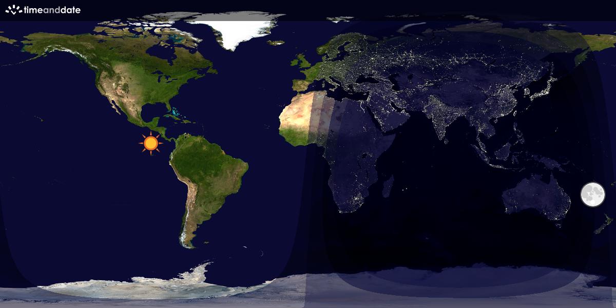 Verdenskart som viser dag og natt 