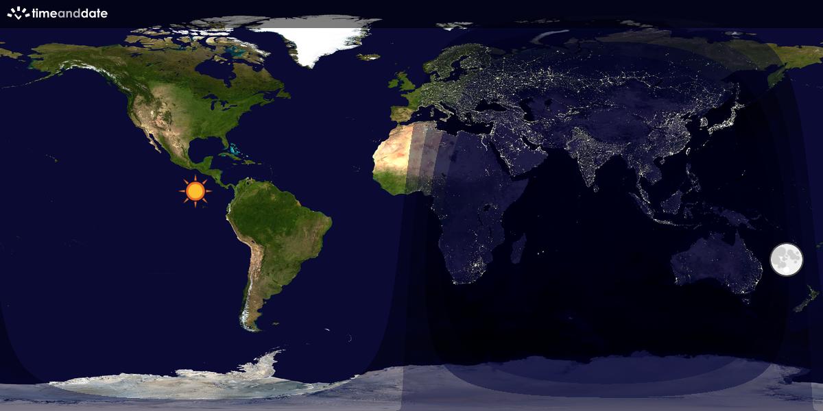 Verdenskart som viser dag og natt 