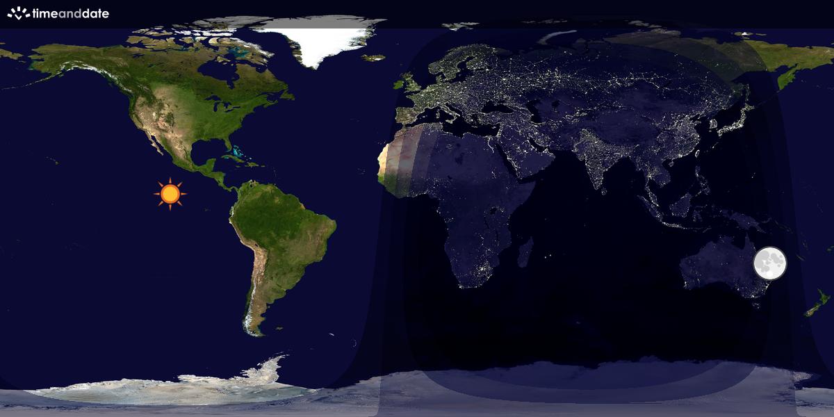Verdenskart som viser dag og natt 